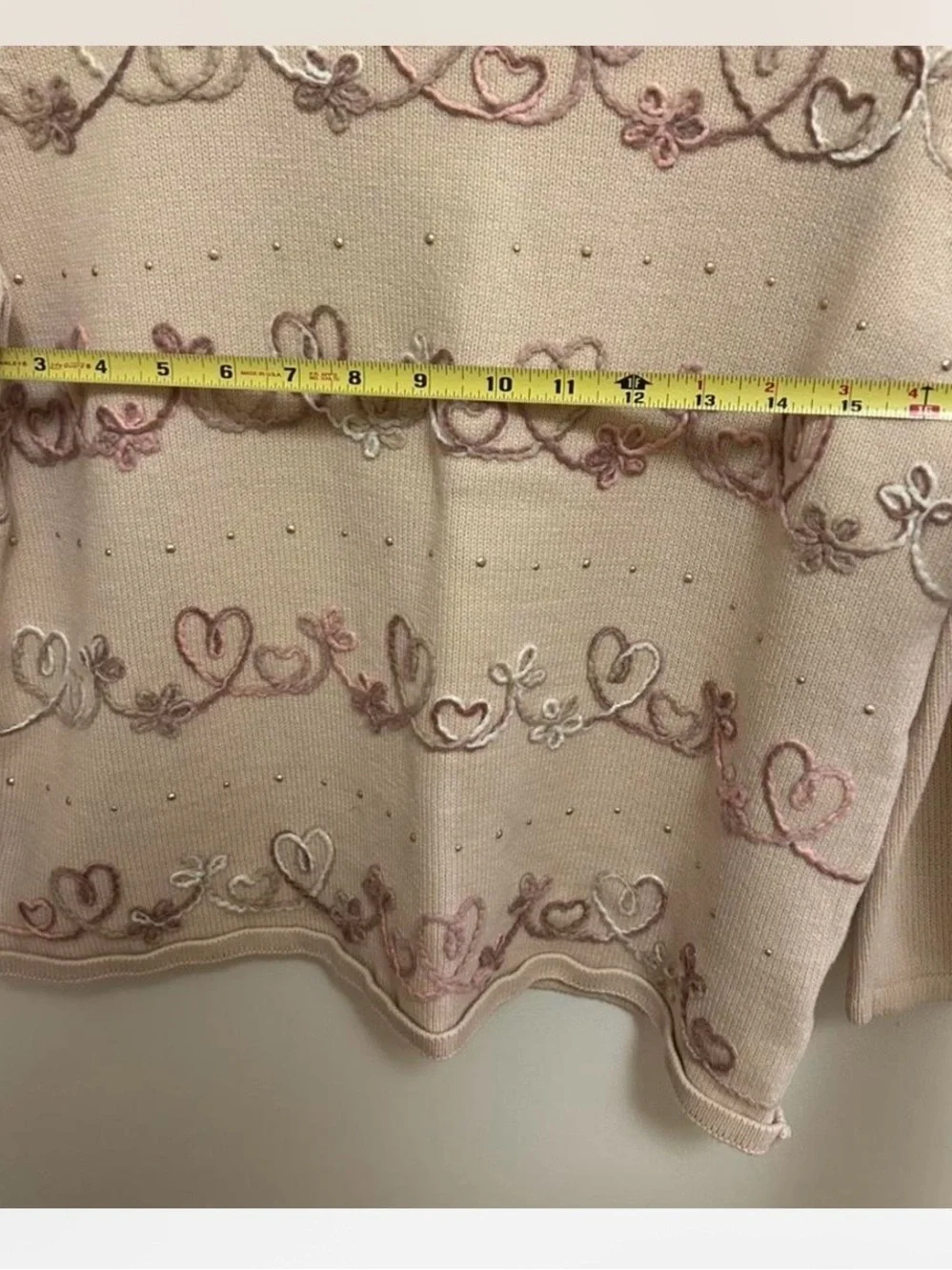 Alfred Dunner blush pink embroidered heart sweater